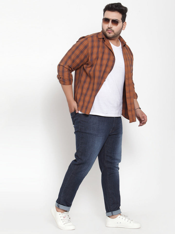 Plus Size Men Blue Regular Fit Mid-Rise Clean Look Jeans