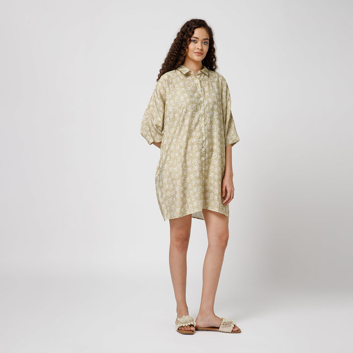 Hindi Print Kaftan Top