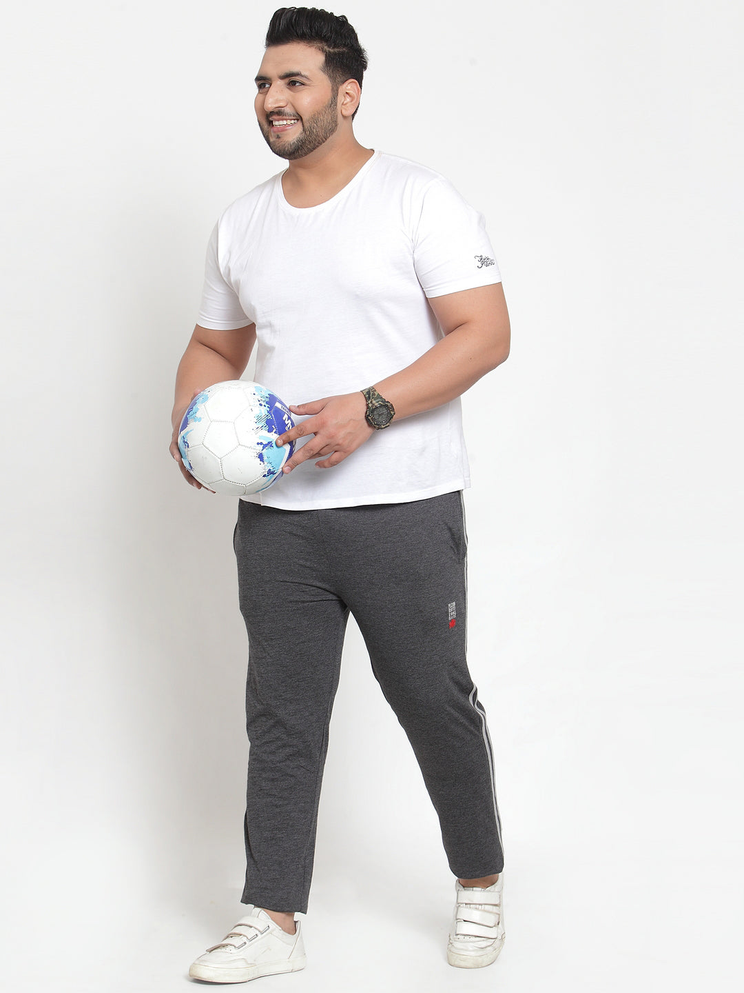 Plus Size   Charcoal Solid Track Pants