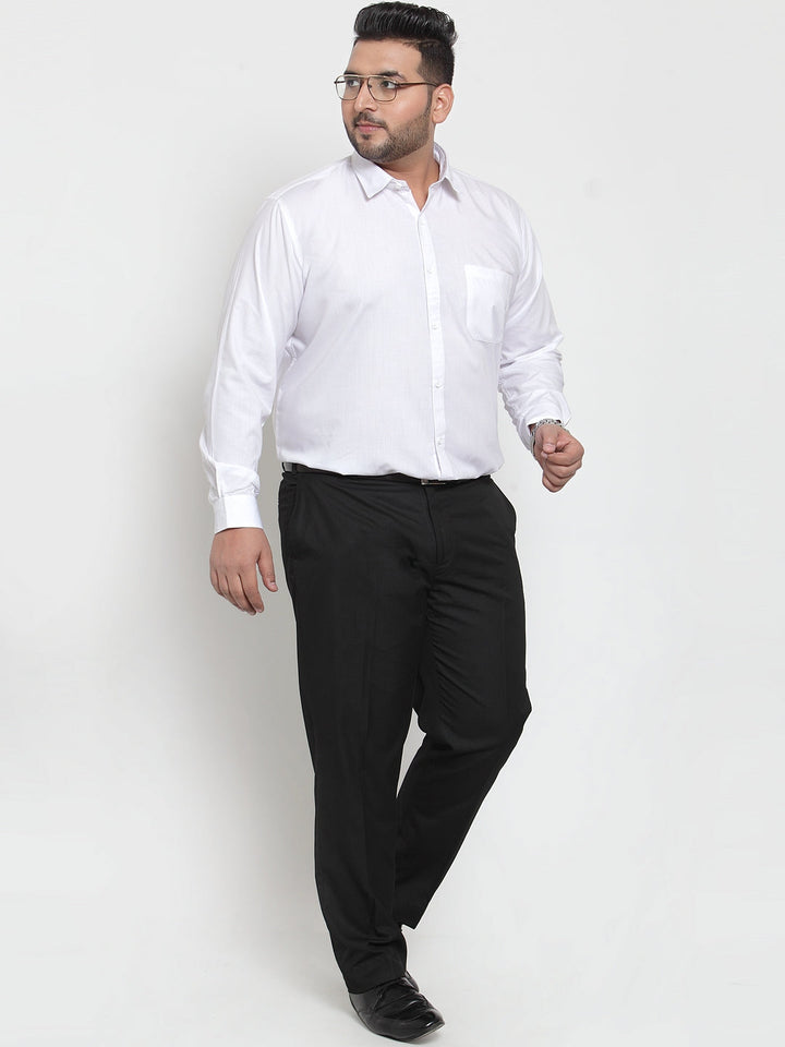 Plus Size Men White Classic Regular Fit Solid Formal Shirt