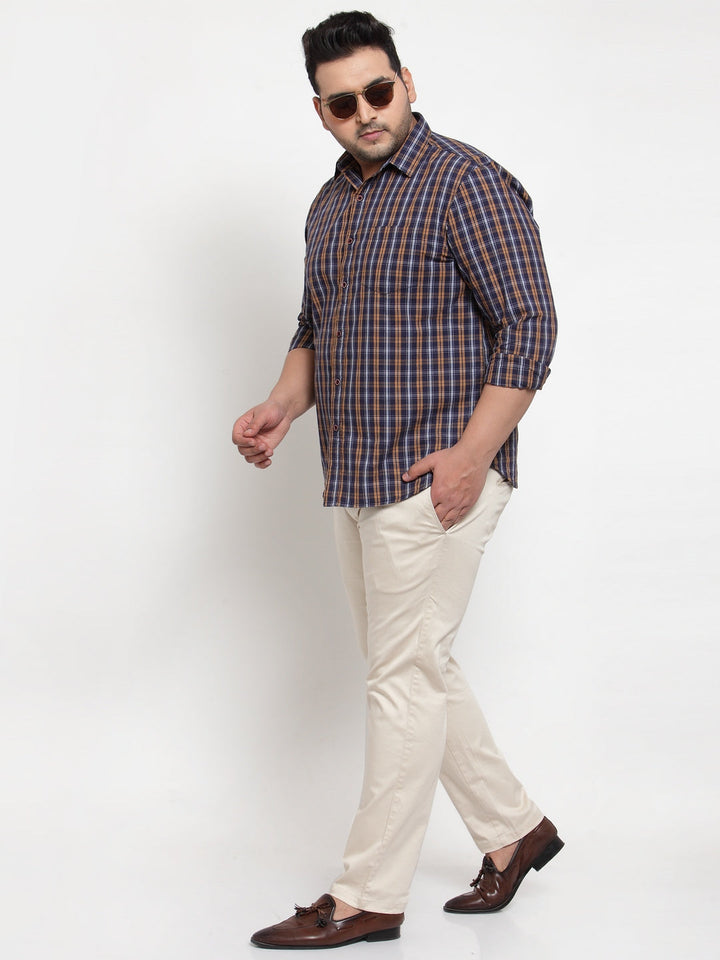 Plus Size  Men Beige Chinos Trousers