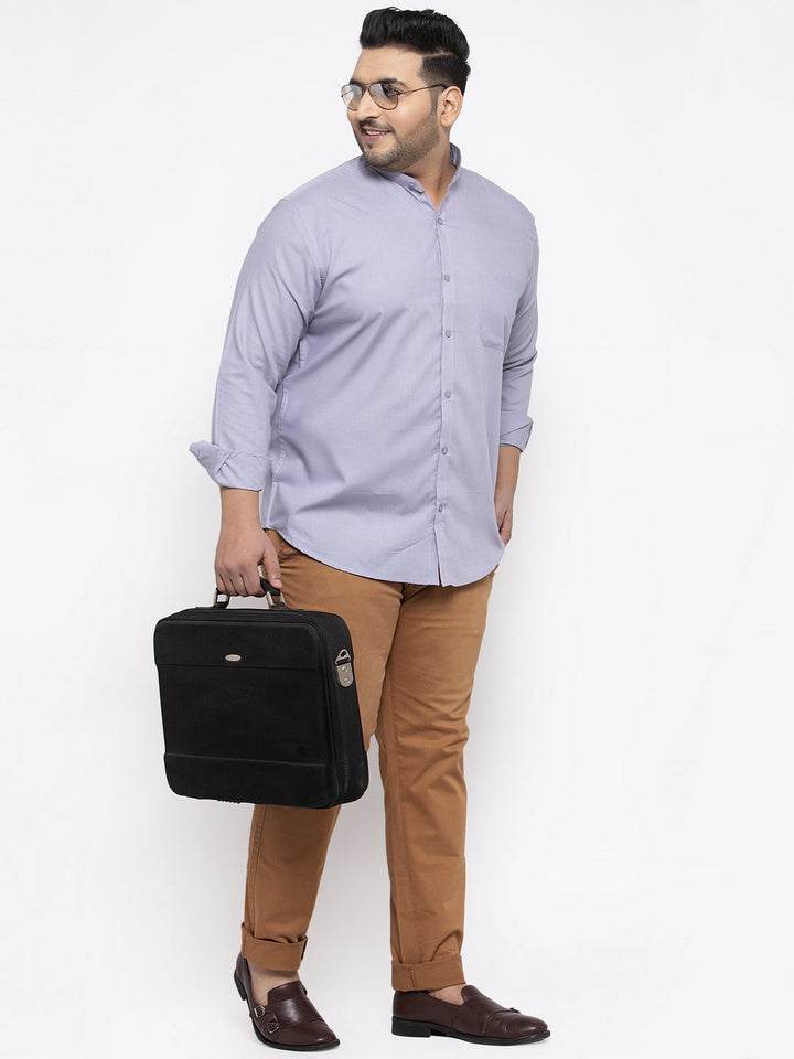 Plus Size Men Purple Casual Cotton Shirt