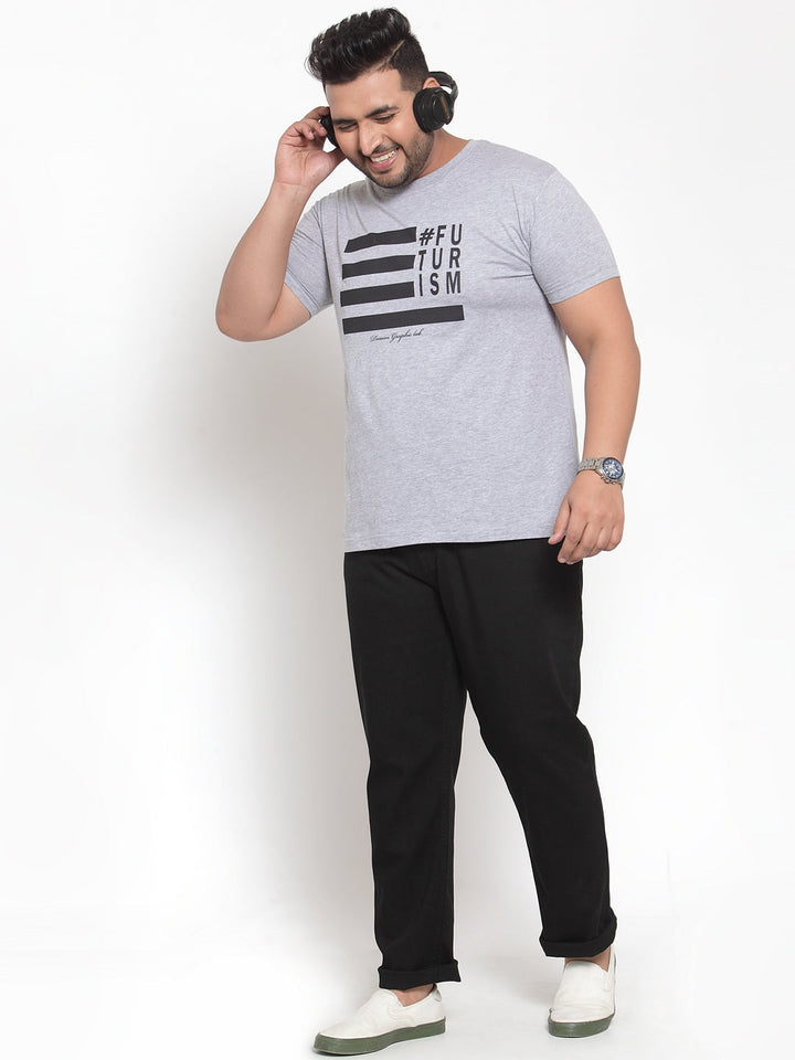 Plus Size Men Black Regular Fit Mid-Rise Clean Look Jeans