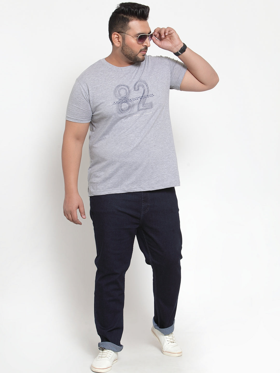 Plus Size Men Blue Regular Fit Mid-Rise Clean Look Jeans