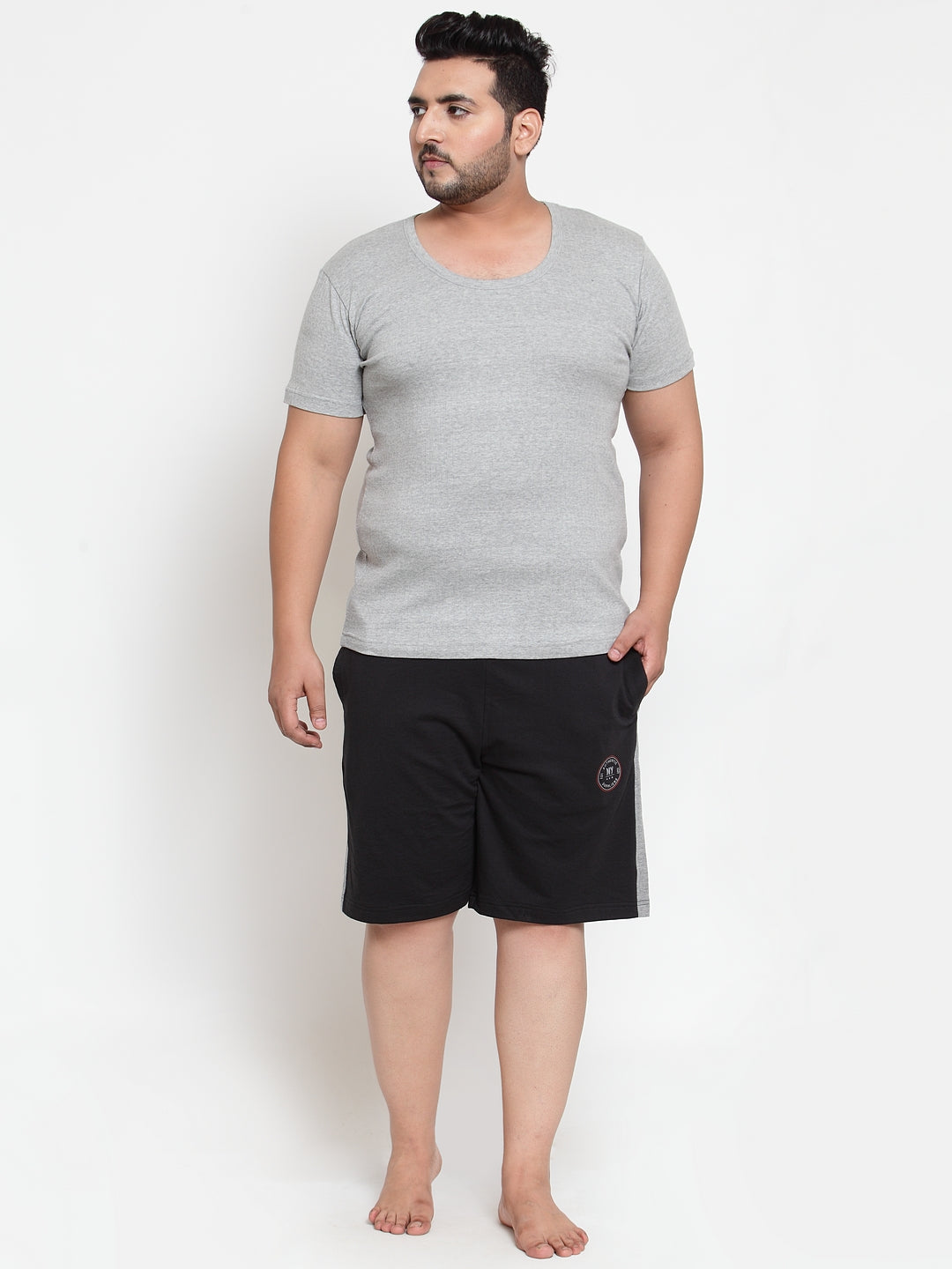 Plus Size Men Grey Innerwear Vest
