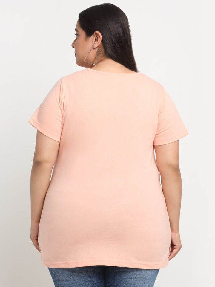 Plus Size  Typography Printed Cotton T-shirt