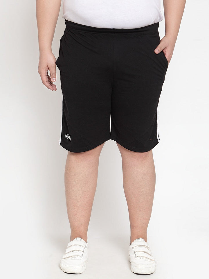 Plus Size Men Black Solid Regular Fit Sports Shorts