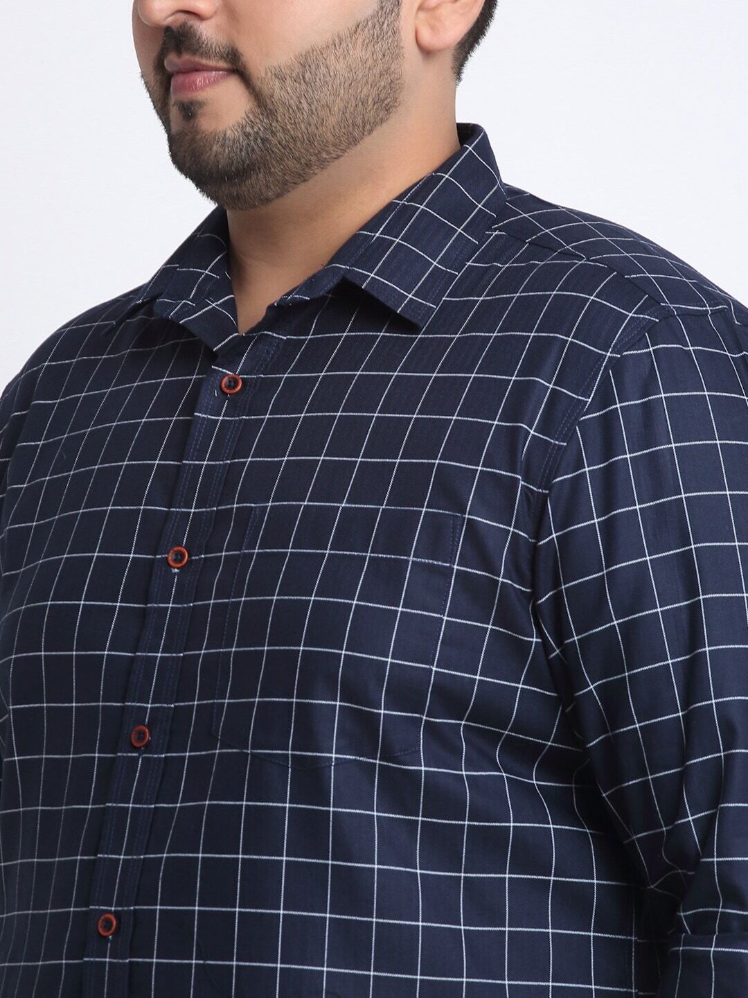 Plus Size  Tattersall Checks Cotton Casual Shirt
