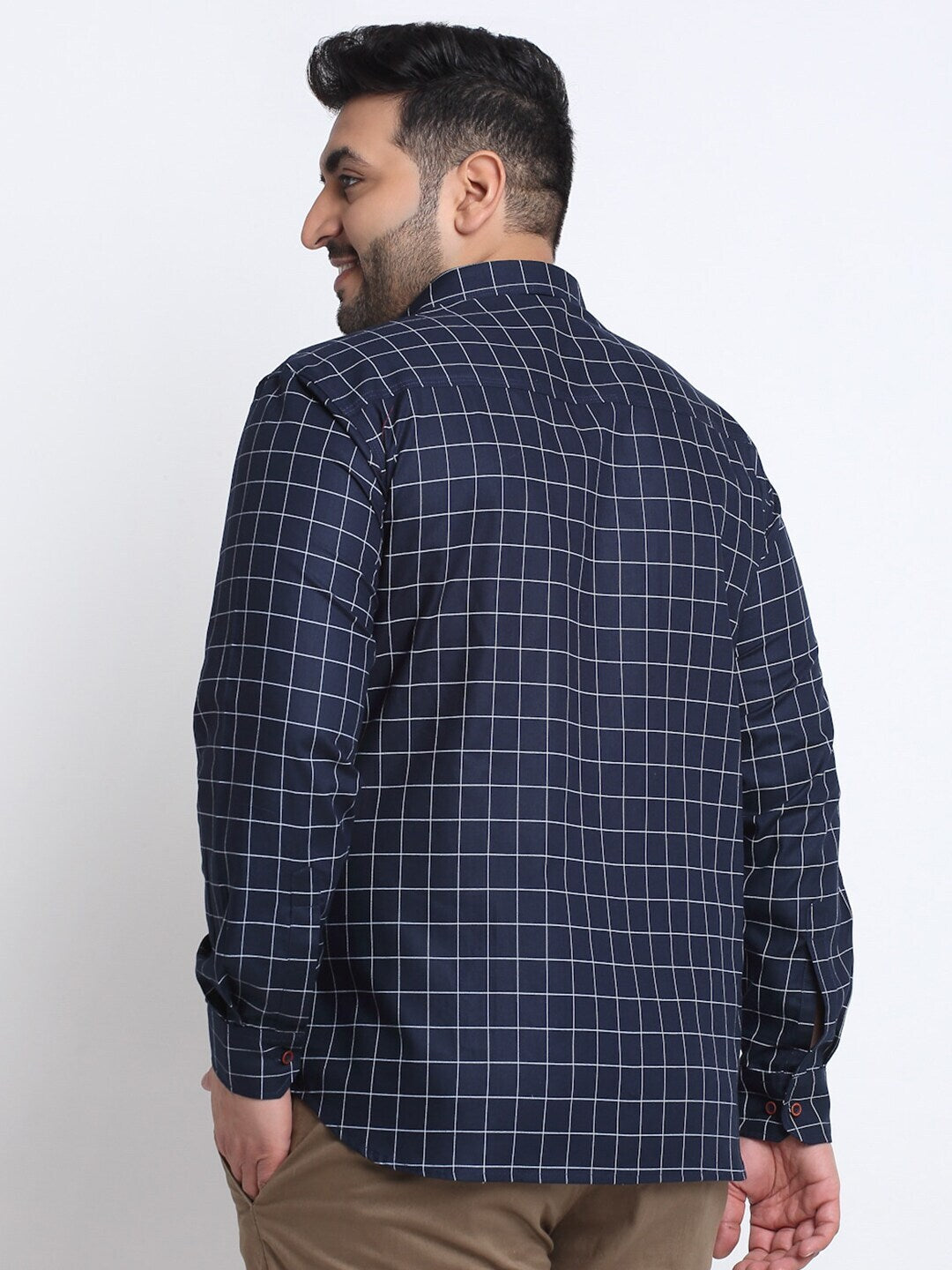 Plus Size  Tattersall Checks Cotton Casual Shirt