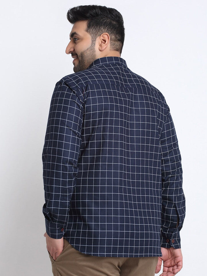 Plus Size  Tattersall Checks Cotton Casual Shirt