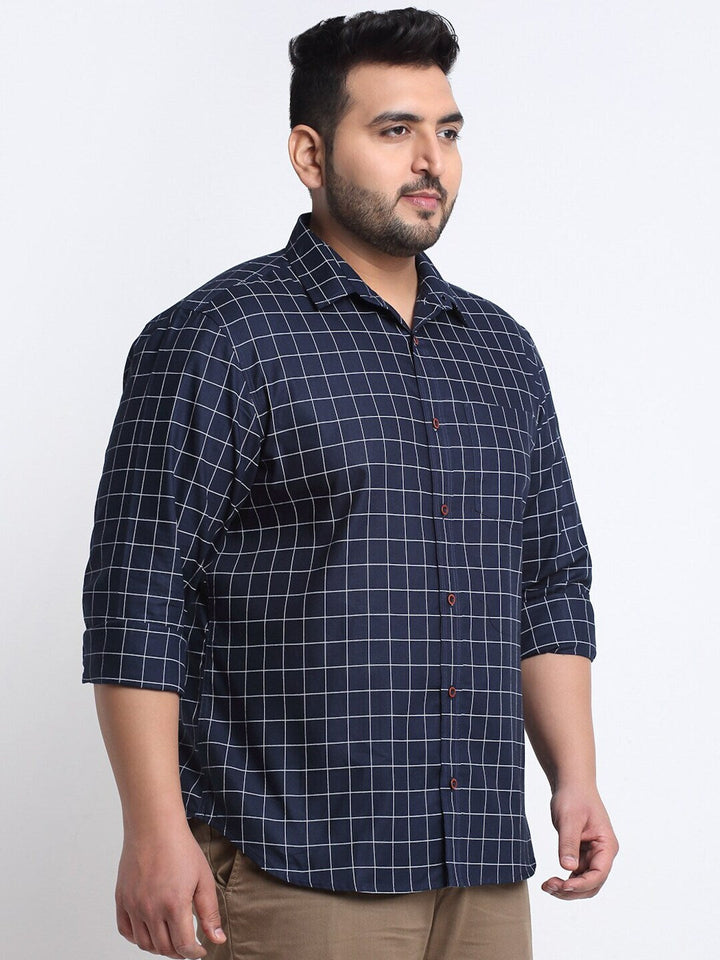 Plus Size  Tattersall Checks Cotton Casual Shirt
