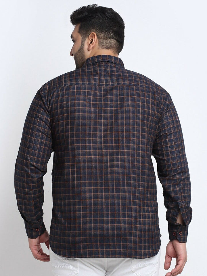 Plus Size Men  Tartan Checks Checked Casual Cotton Shirt