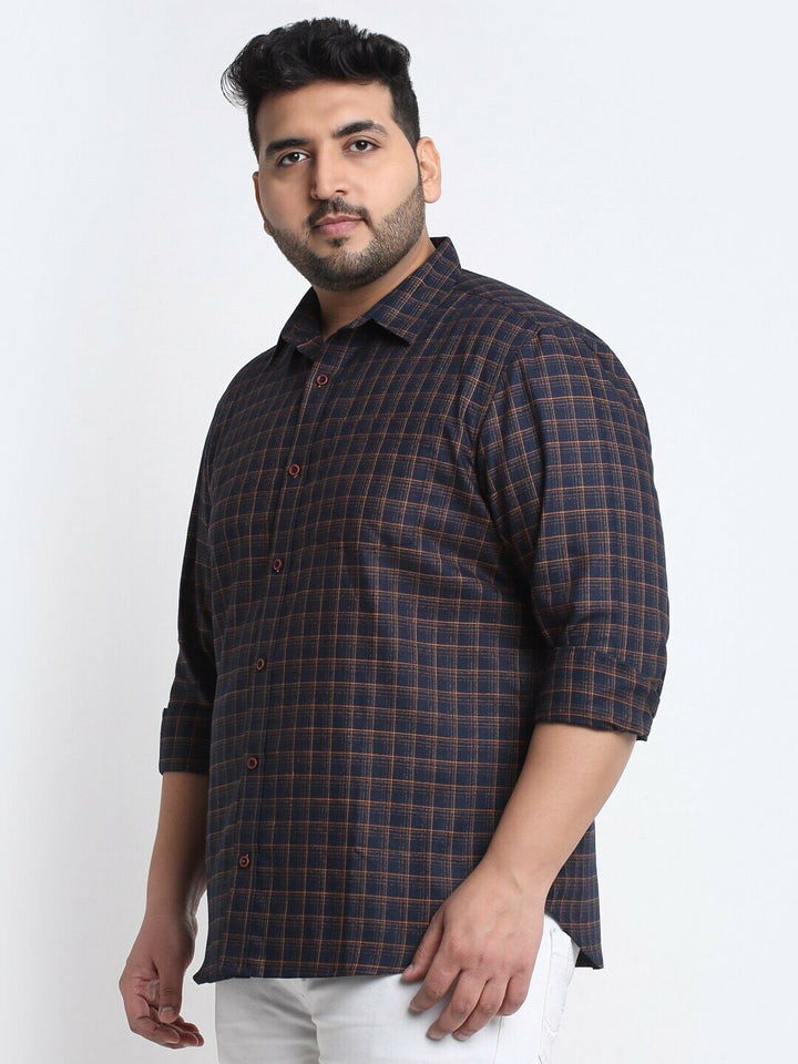 Plus Size Men  Tartan Checks Checked Casual Cotton Shirt