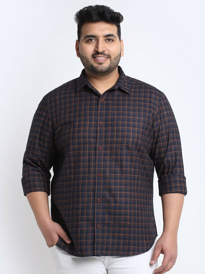 Plus Size Men  Tartan Checks Checked Casual Cotton Shirt
