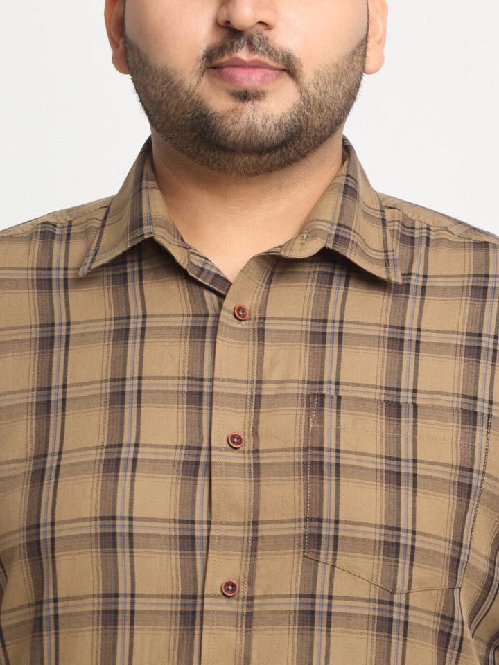 Plus Size  Tartan Checks Cotton Casual Shirt