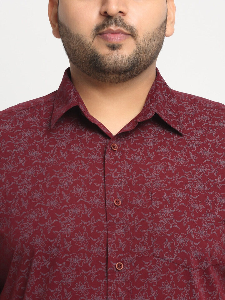 Plus Size  Floral Printed Cotton Casual Shirt