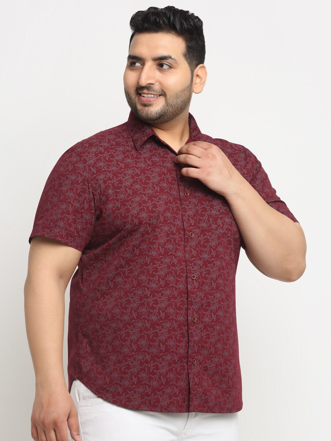 Plus Size  Floral Printed Cotton Casual Shirt