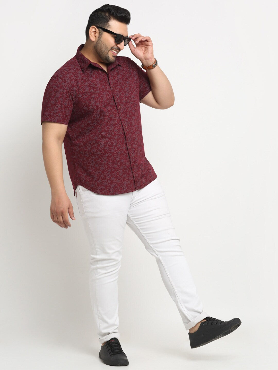 Plus Size  Floral Printed Cotton Casual Shirt