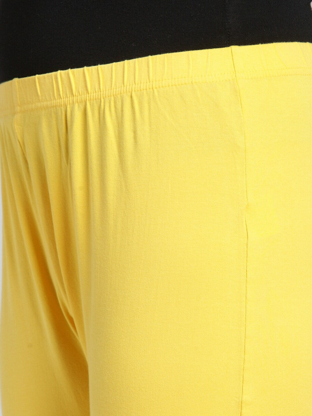 Plus Size Women Yellow Solid Legging