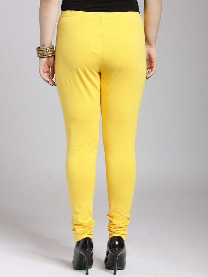 Plus Size Women Yellow Solid Legging