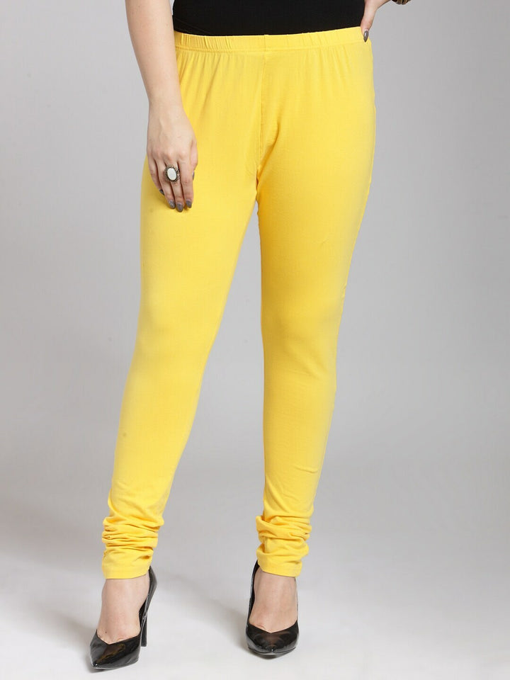 Plus Size Women Yellow Solid Legging