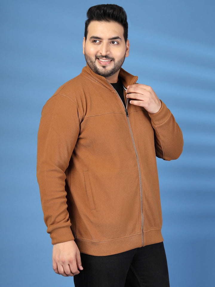 Plus Size Men Brown Bomber Jacket