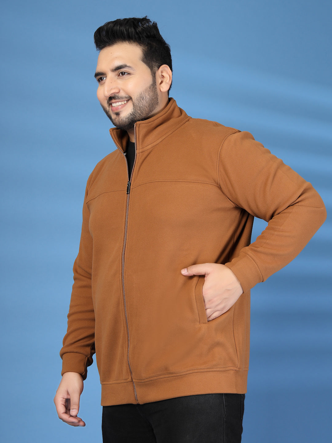 Plus Size Men Brown Bomber Jacket