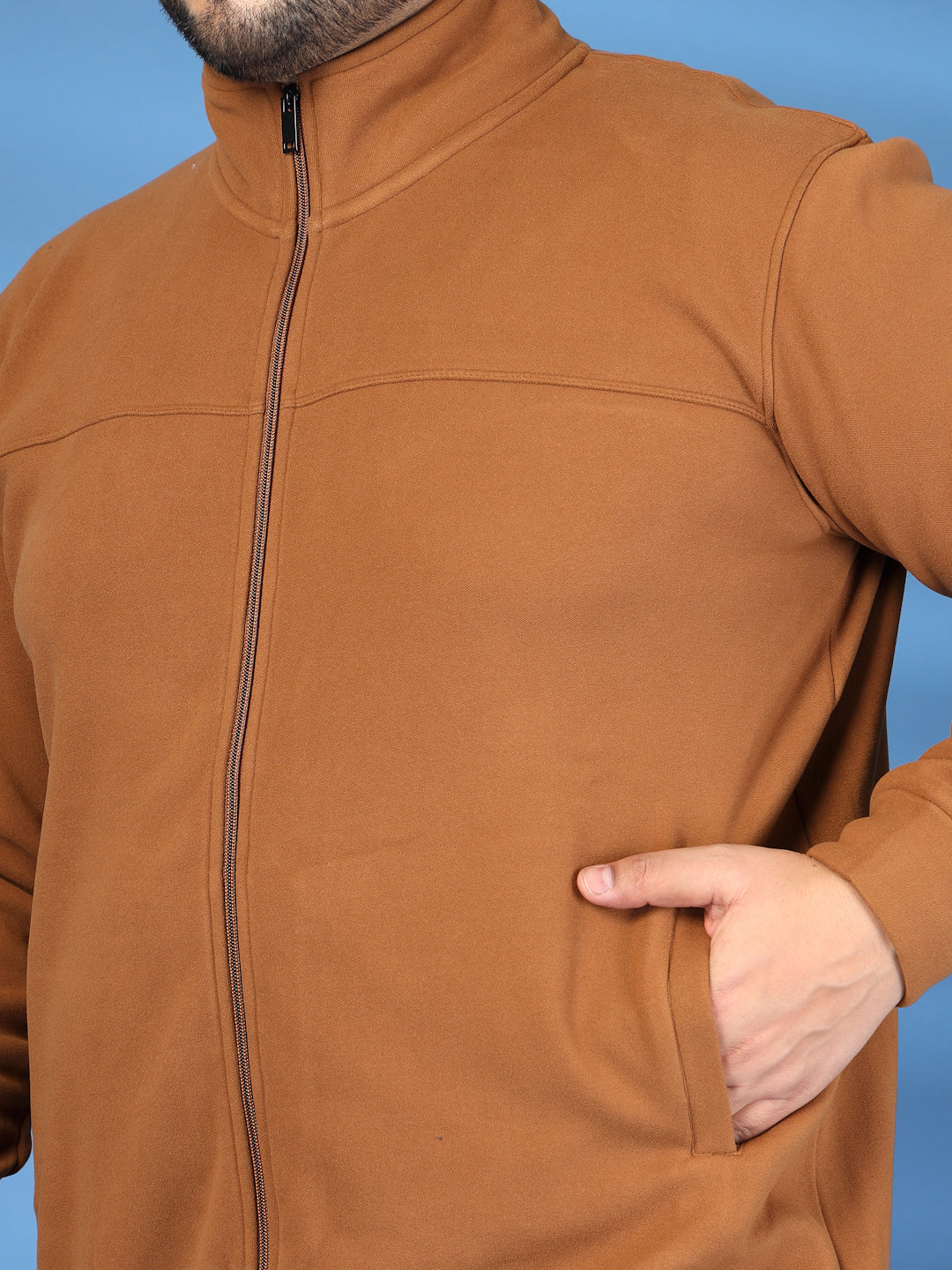 Plus Size Men Brown Bomber Jacket