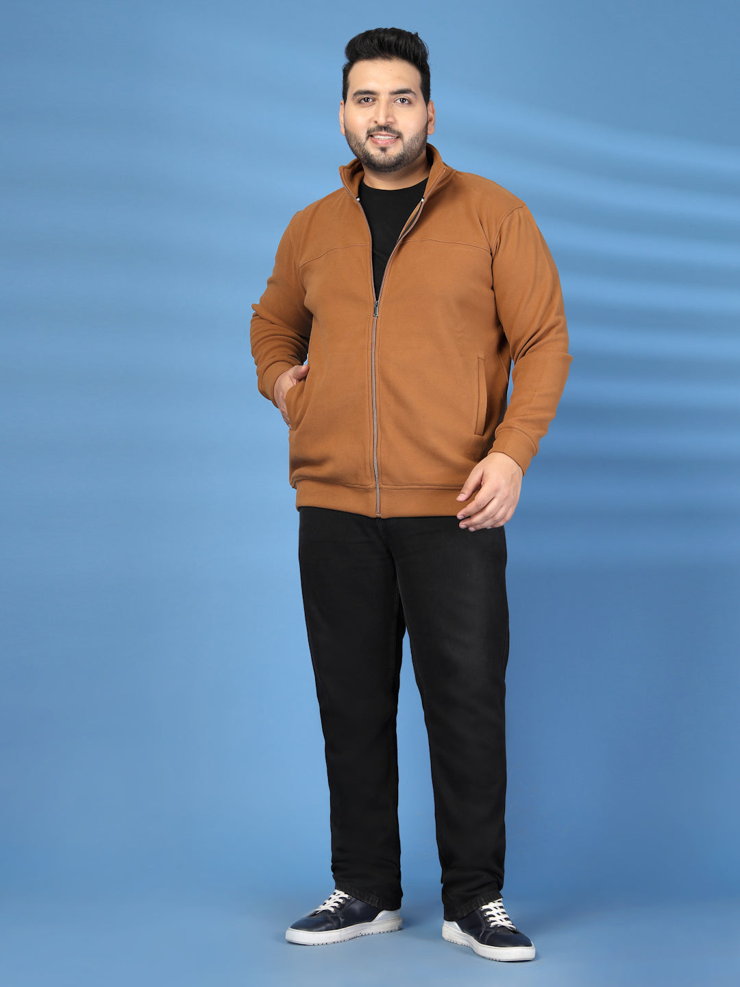 Plus Size Men Brown Bomber Jacket