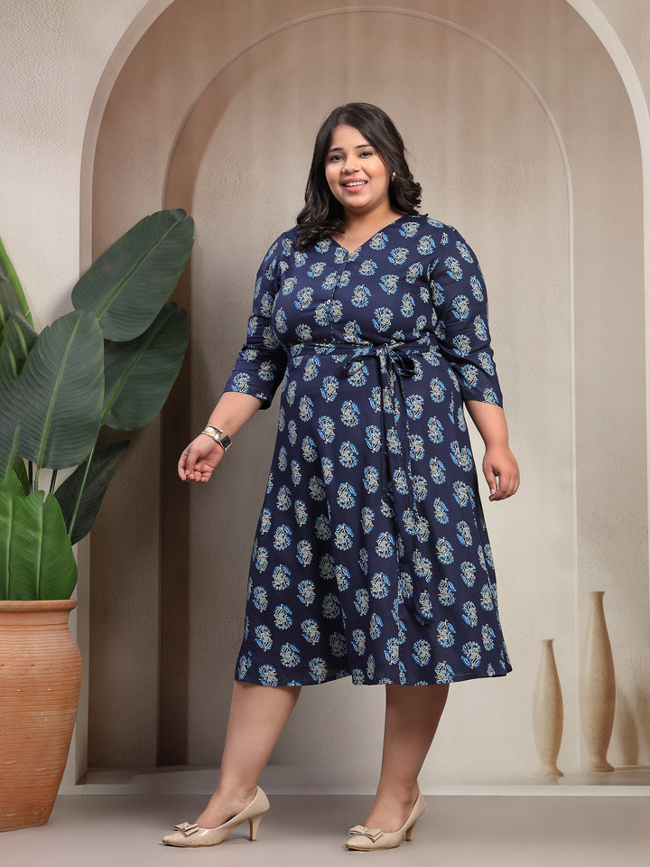 Plus Size Women Floral Print Puff Sleeve Maxi Dress