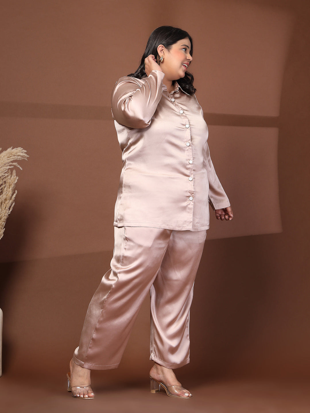 Plus Size Shirt Collar Shirt With Trouser