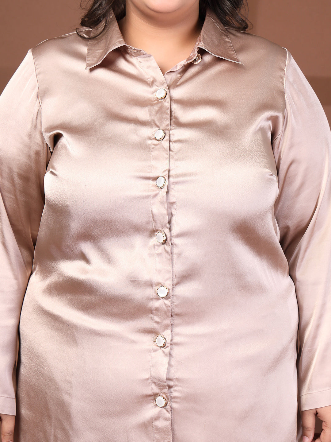 Plus Size Shirt Collar Shirt With Trouser
