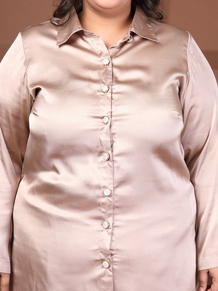 Plus Size Shirt Collar Shirt With Trouser