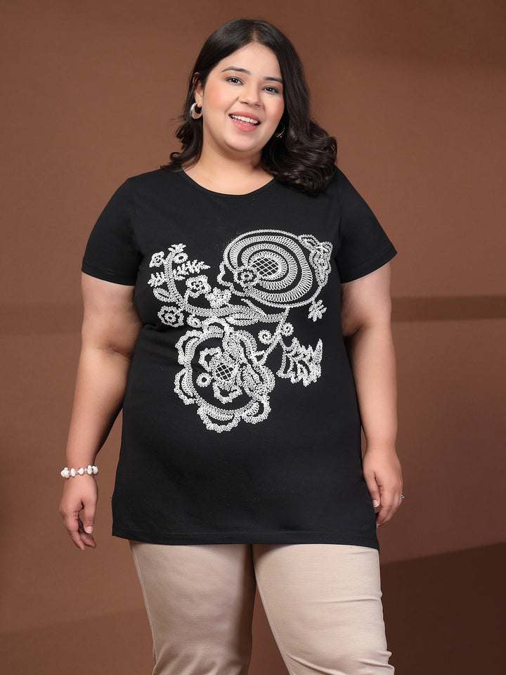 Plus Size Typography Printed T-shirt
