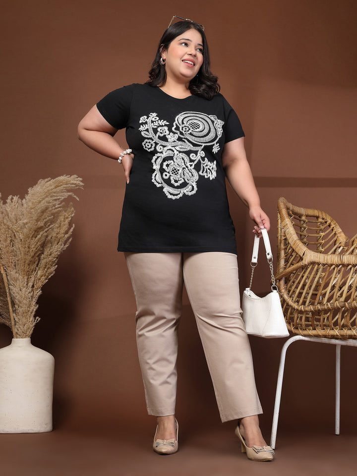 Plus Size Typography Printed T-shirt
