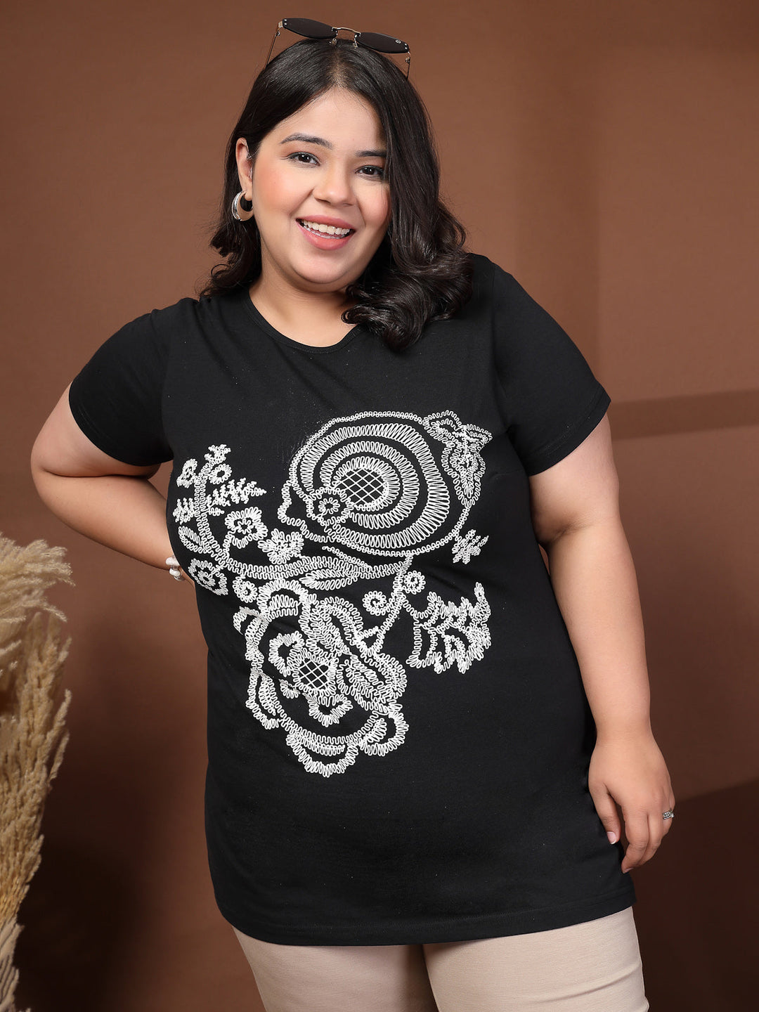 Plus Size Typography Printed T-shirt
