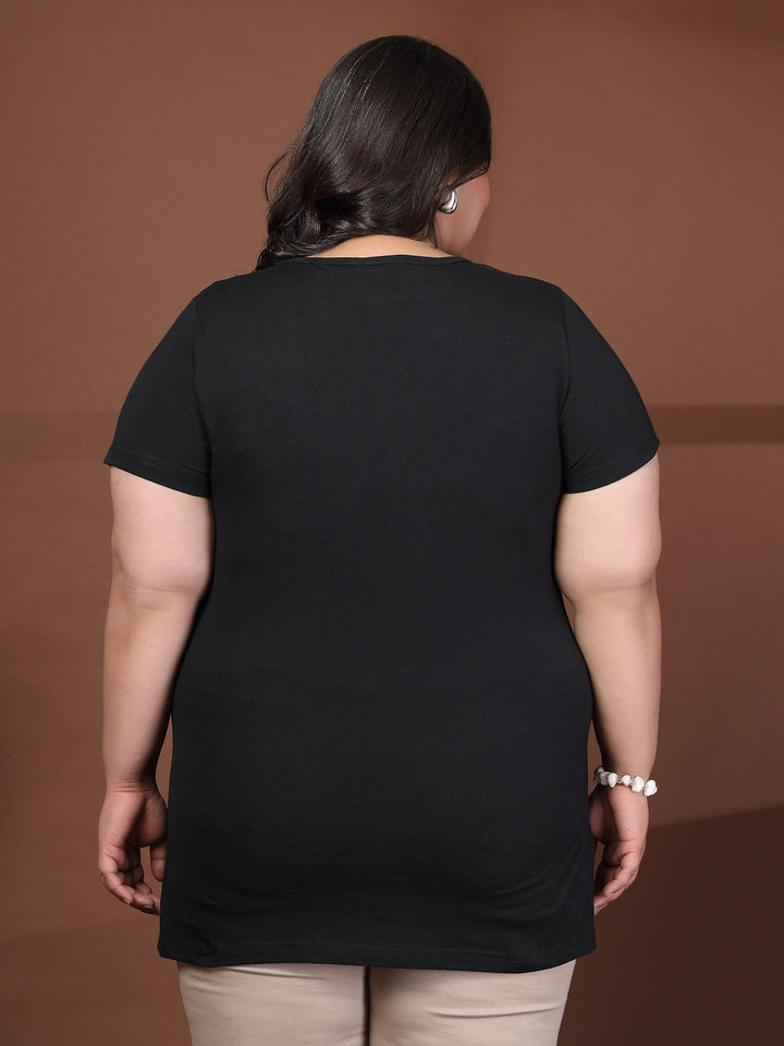 Plus Size Typography Printed T-shirt