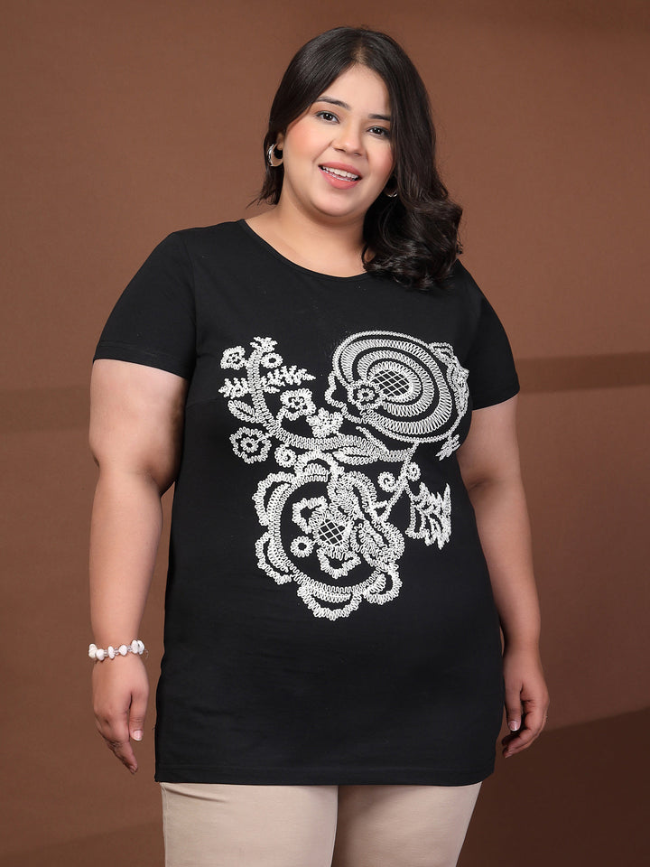 Plus Size Typography Printed T-shirt
