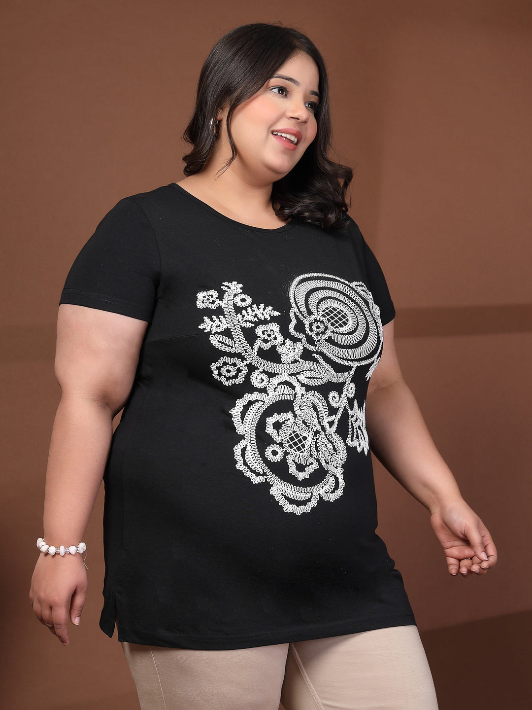 Plus Size Typography Printed T-shirt
