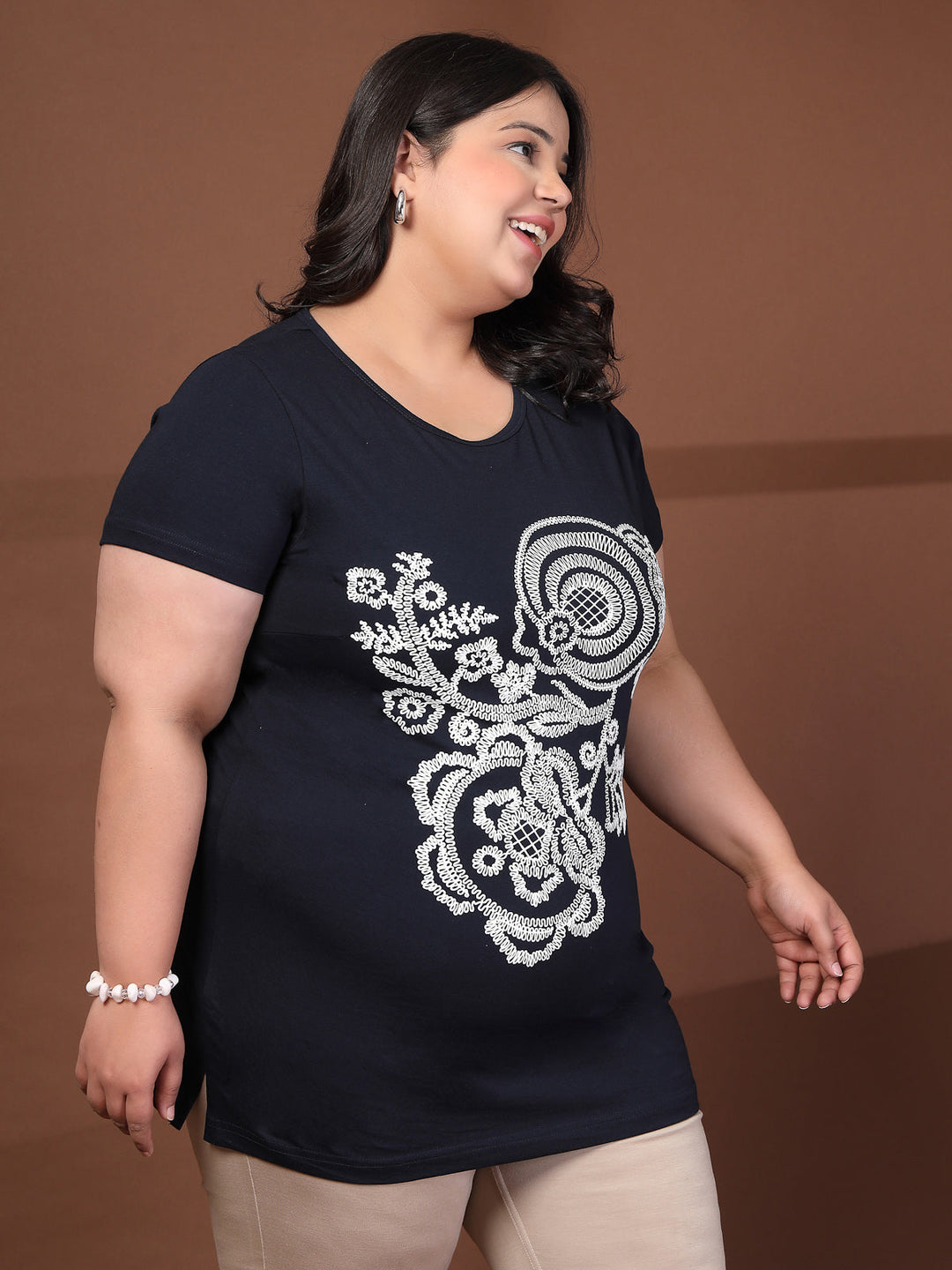 Plus Size Typography Printed T-shirt