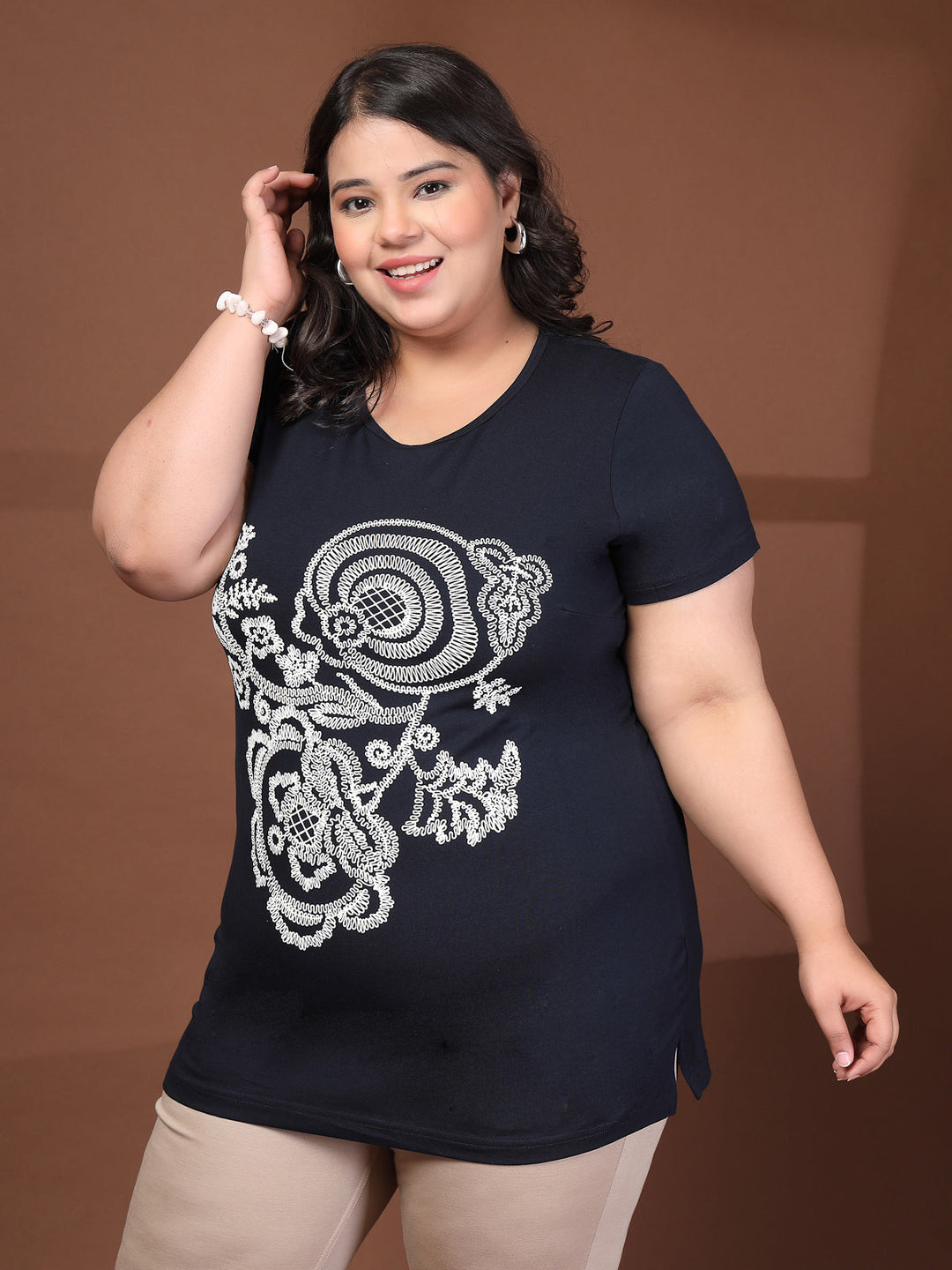 Plus Size Typography Printed T-shirt