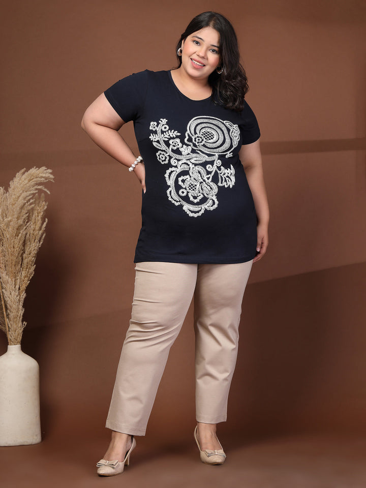 Plus Size Typography Printed T-shirt