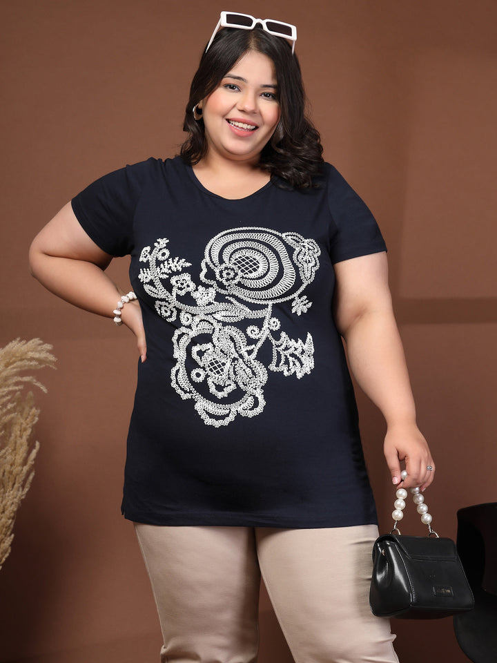 Plus Size Typography Printed T-shirt