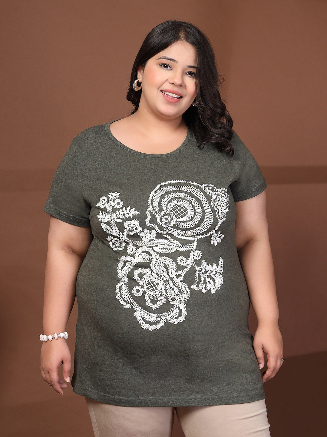 Plus Size Typography Printed T-shirt