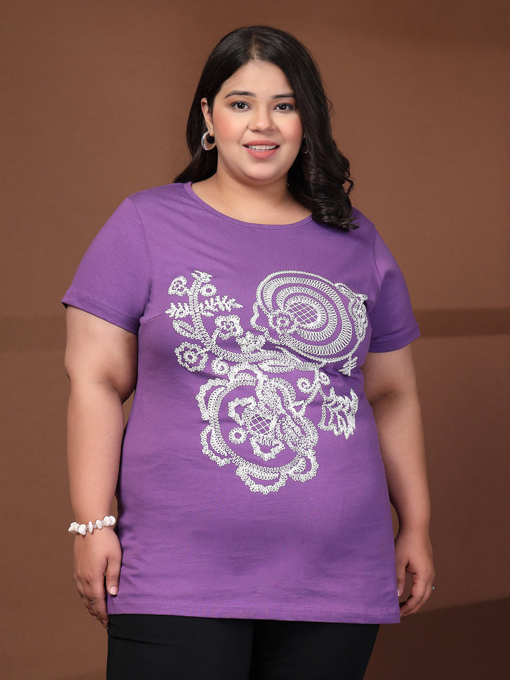 Plus Size Typography Printed T-shirt