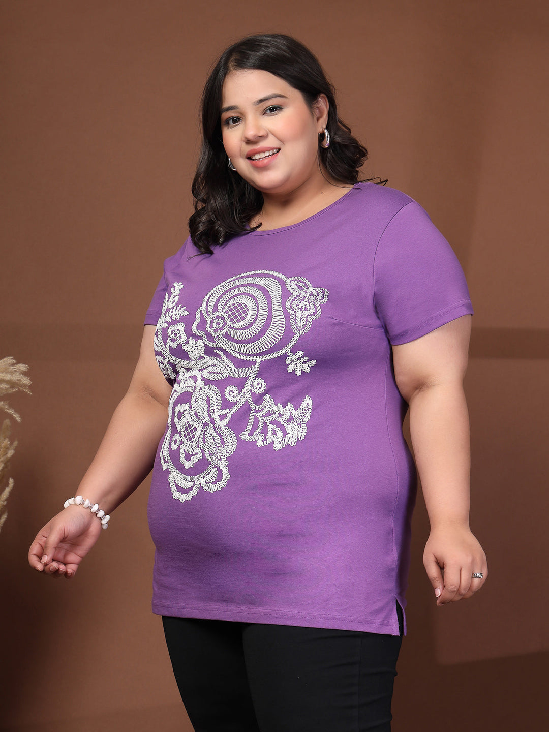 Plus Size Typography Printed T-shirt