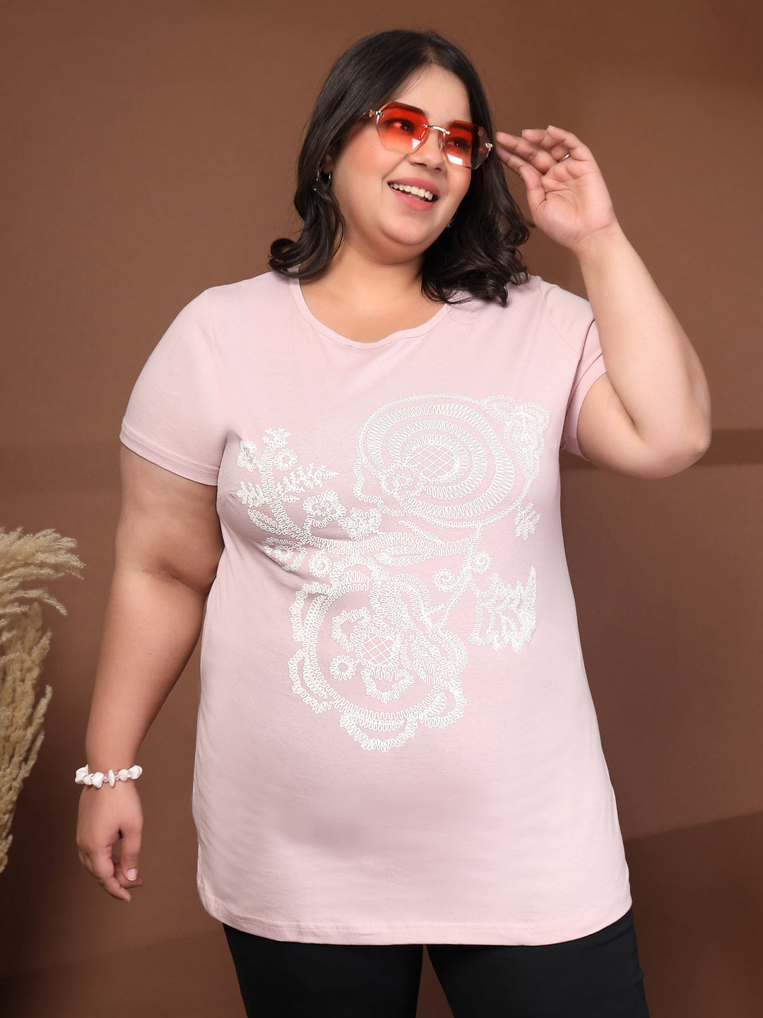 Plus Size Typography Printed T-shirt