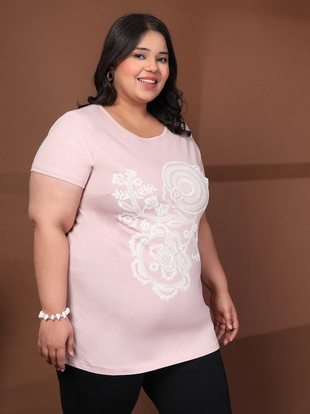Plus Size Typography Printed T-shirt
