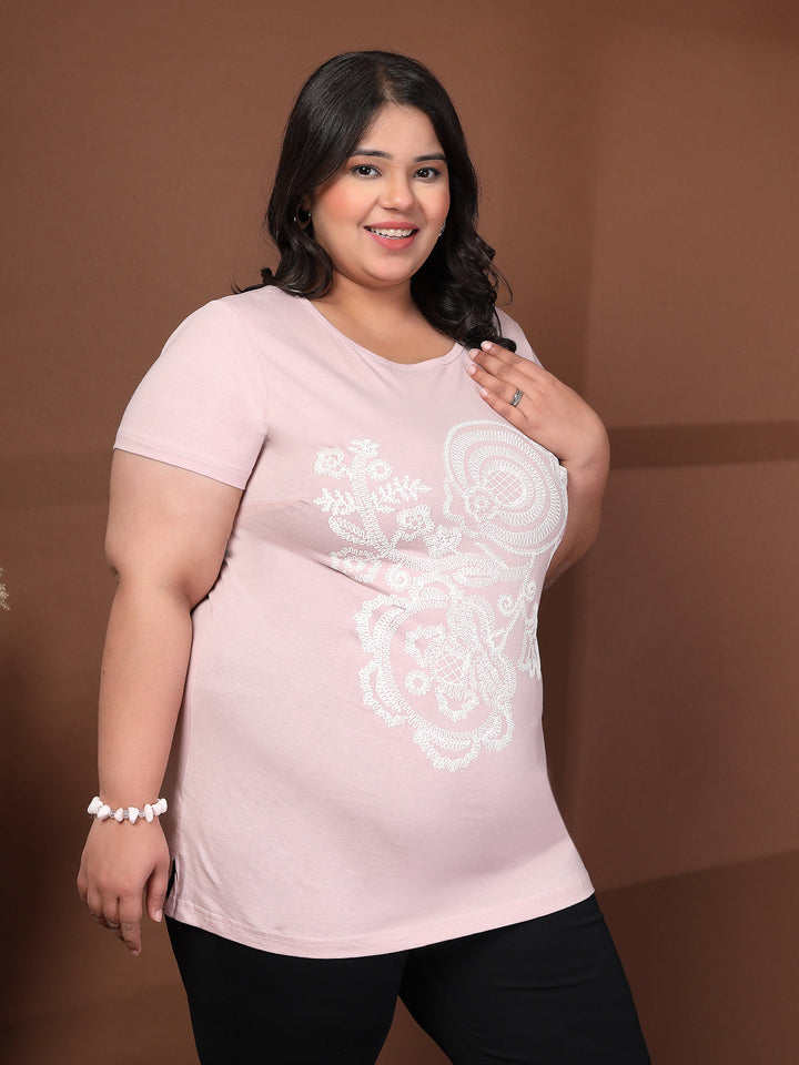 Plus Size Typography Printed T-shirt