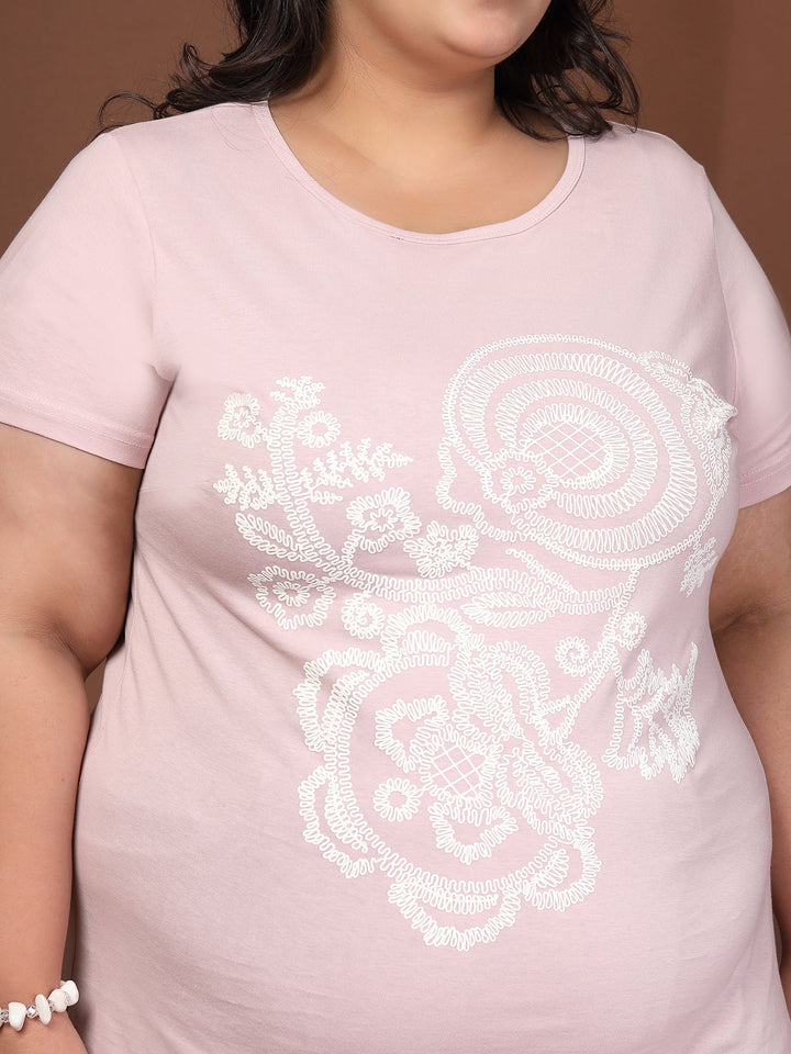 Plus Size Typography Printed T-shirt
